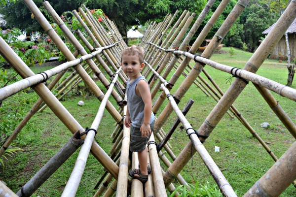 Walking the traditional Bamboo Bridge