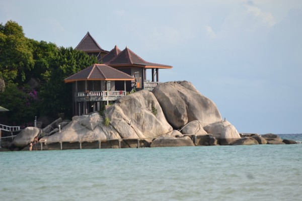 Wooden pathway around the rock