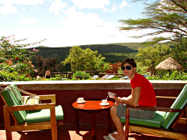 Morning coffee in Masai Mara park in Kenya