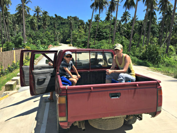 Svit and Edita at back of Roberto's truck