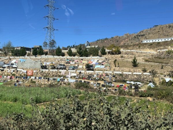 Drying laundry on the river bank, Antananarivo, Madagascar